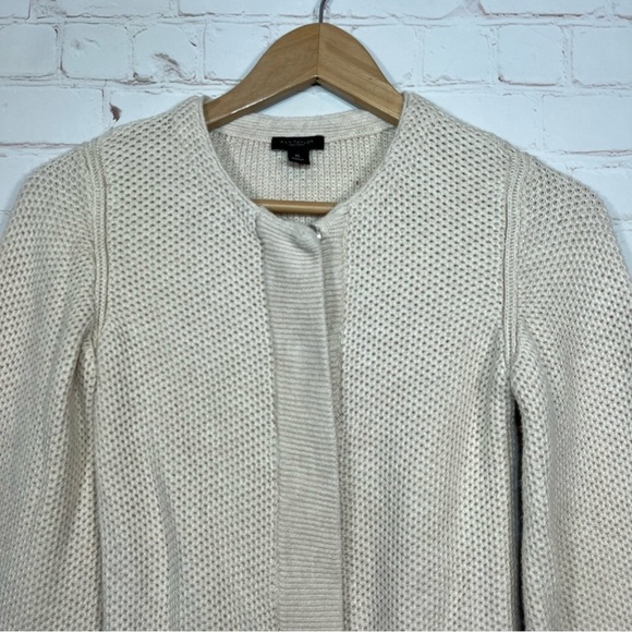 Ann Taylor Sweater Cardigan Womens Size XS Tan Waffle Knit Flare Sleeve - Picture 2 of 8